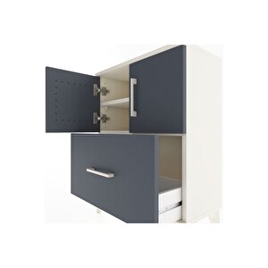 Arges Komodin 2 Raflı Tek Çekmeceli 2 Kapaklı 60x30x80 Aytaşı-antrasit