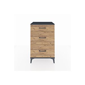 Hyperion Komodin 3 Çekmeceli 60x44x96 Antrasit-çam