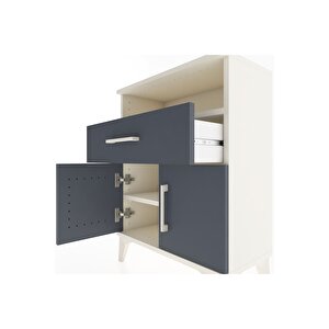 Arges Komodin 2 Raflı Tek Çekmeceli 2 Kapaklı 60x30x80 Aytaşı-antrasit