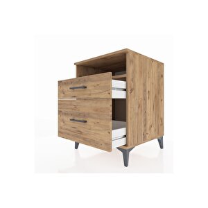 Kronos Komodin Tek Raflı 2 Çekmeceli 60x59x80 Çam-çam