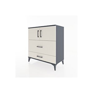 Hyperion Şifonyer Tek Raflı 2 Çekmeceli 2 Kapaklı 88x44x96 Antrasit-aytaşı