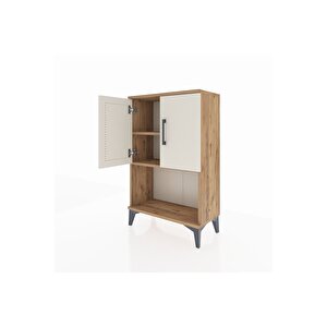 Arges Komodin 2 Raflı 2 Kapaklı 60x30x96 Çam-aytaşı