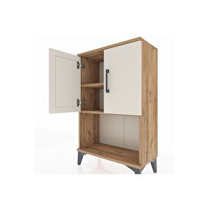 Arges Komodin 2 Raflı 2 Kapaklı 60x30x96 Çam-aytaşı