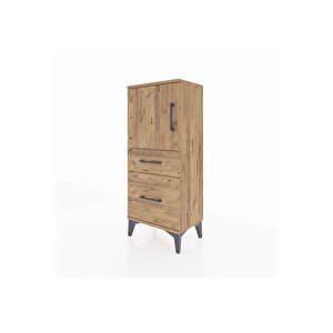 Arges Komodin 2 Raflı 2 Çekmeceli Tek Kapaklı 44x30x106 Çam-çam