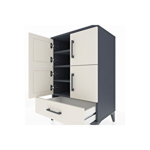 Hyperion Komodin 4 Raflı Tek Çekmeceli 4 Kapaklı 60x44x96 Antrasit-aytaşı