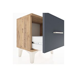 Arges Komodin Tek Çekmeceli 44x30x48 Çam-antrasit