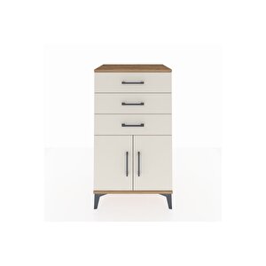 Hyperion Komodin Tek Raflı 3 Çekmeceli 2 Kapaklı 60x44x106 Çam-aytaşı