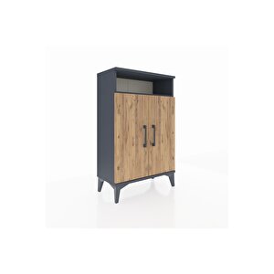 Arges Komodin 3 Raflı 2 Kapaklı 60x30x96 Antrasit-çam