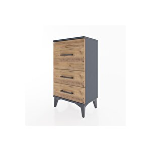Arges Komodin 3 Çekmeceli 44x30x80 Antrasit-çam