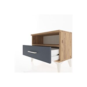 Arges Komodin Tek Raflı Tek Çekmeceli 60x30x48 Çam-antrasit