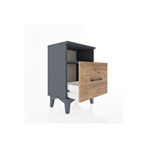 Arges Komodin Tek Raflı 2 Çekmeceli 44x30x64 Antrasit-çam