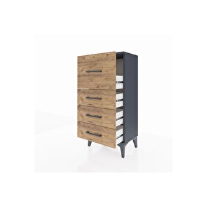 Arges Komodin 4 Çekmeceli 44x30x96 Antrasit-çam