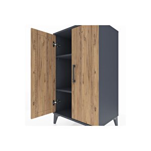 Hyperion Komodin 2 Raflı 2 Kapaklı 60x44x106 Antrasit-çam