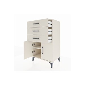 Hyperion Komodin Tek Raflı 3 Çekmeceli 2 Kapaklı 60x44x106 Aytaşı-aytaşı