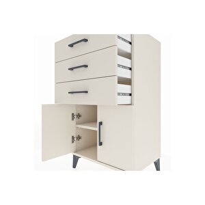 Hyperion Komodin Tek Raflı 3 Çekmeceli 2 Kapaklı 60x44x106 Aytaşı-aytaşı
