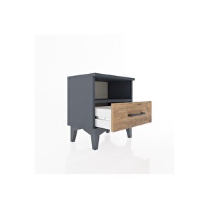 Arges Komodin Tek Raflı Tek Çekmeceli 44x30x48 Antrasit-çam