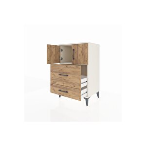 Hyperion Komodin Tek Raflı 2 Çekmeceli 2 Kapaklı 60x44x96 Aytaşı-çam