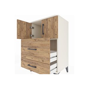 Hyperion Komodin Tek Raflı 2 Çekmeceli 2 Kapaklı 60x44x96 Aytaşı-çam