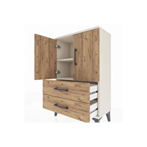 Arges Komodin 2 Raflı 2 Çekmeceli 2 Kapaklı 60x30x96 Aytaşı-çam