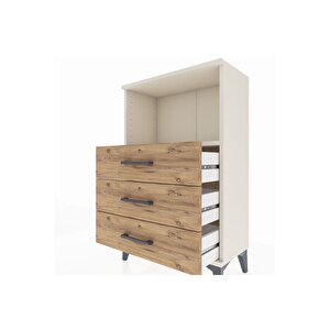 Arges Komodin Tek Raflı 3 Çekmeceli 60x30x96 Aytaşı-çam