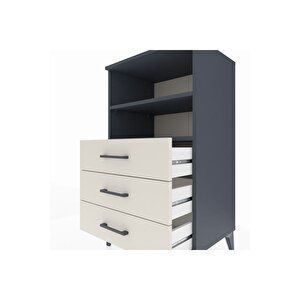 Hyperion Komodin 2 Raflı 3 Çekmeceli 60x44x106 Antrasit-aytaşı