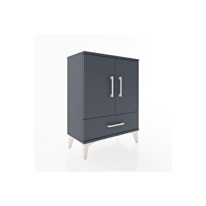 Arges Komodin 2 Raflı Tek Çekmeceli Tek Kapaklı 60x30x80 Antrasit-antrasit