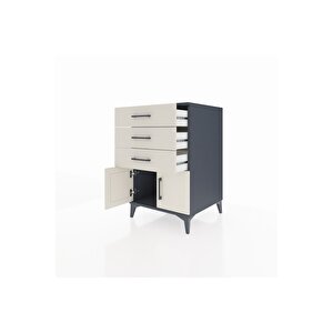 Kronos Komodin 3 Çekmeceli 2 Kapaklı 60x59x96 Antrasit-aytaşı