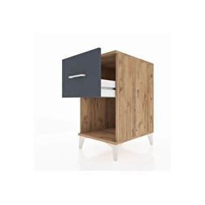 Kronos Komodin Tek Çekmeceli 44x59x80 Çam-antrasit