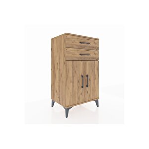 Hyperion Komodin Tek Raflı 2 Çekmeceli 2 Kapaklı 60x44x106 Çam-çam