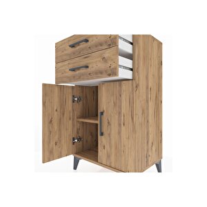 Hyperion Komodin Tek Raflı 2 Çekmeceli 2 Kapaklı 60x44x106 Çam-çam