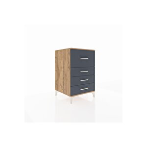 Kronos Komodin 4 Çekmeceli 60x59x96 Çam-antrasit