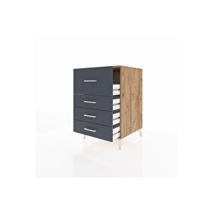 Kronos Komodin 4 Çekmeceli 60x59x96 Çam-antrasit