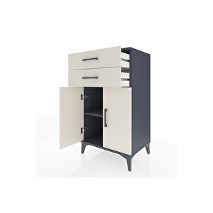 Hyperion Komodin Tek Raflı 2 Çekmeceli 2 Kapaklı 60x44x106 Antrasit-aytaşı