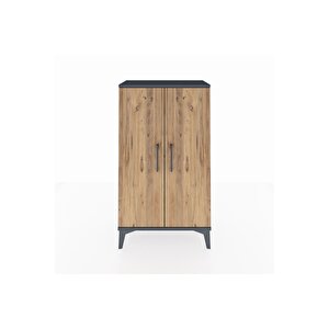 Arges Komodin 2 Raflı 2 Kapaklı 60x30x106 Antrasit-çam