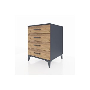 Kronos Komodin 4 Çekmeceli 60x59x80 Antrasit-çam
