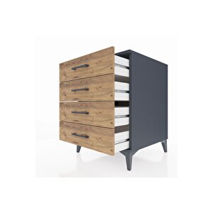 Kronos Komodin 4 Çekmeceli 60x59x80 Antrasit-çam