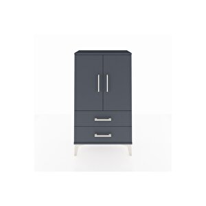 Arges Komodin 2 Raflı 2 Çekmeceli 2 Kapaklı 60x30x106 Antrasit-antrasit