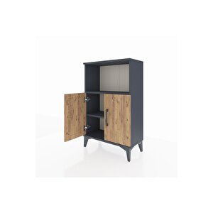 Arges Komodin 2 Raflı 2 Kapaklı 60x30x96 Antrasit-çam