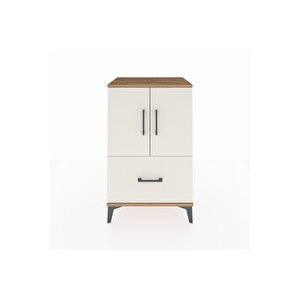 Hyperion Komodin 2 Raflı Tek Çekmeceli 2 Kapaklı 60x44x96 Çam-aytaşı