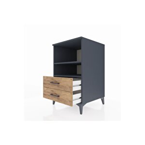 Kronos Komodin 2 Raflı 2 Çekmeceli 60x59x96 Antrasit-çam