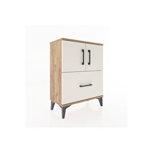 Arges Komodin 2 Raflı Tek Çekmeceli 2 Kapaklı 60x30x80 Çam-aytaşı