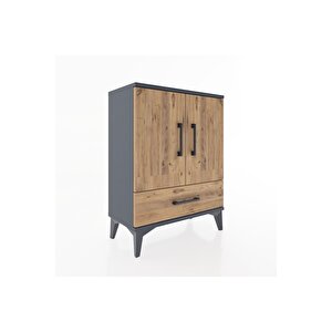 Arges Komodin 2 Raflı Tek Çekmeceli Tek Kapaklı 60x30x80 Antrasit-çam
