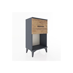 Arges Komodin Tek Çekmeceli 44x30x80 Antrasit-çam