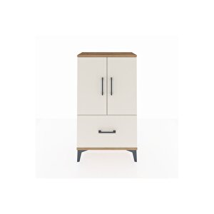 Arges Komodin 2 Raflı Tek Çekmeceli 2 Kapaklı 60x30x106 Çam-aytaşı