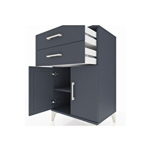 Hyperion Komodin Tek Raflı 2 Çekmeceli 2 Kapaklı 60x44x96 Antrasit-antrasit