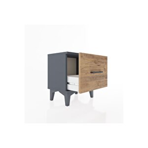 Arges Komodin Tek Çekmeceli 44x30x48 Antrasit-çam