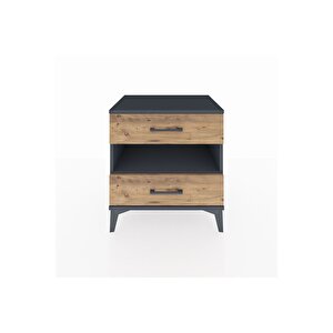 Hyperion Komodin Tek Raflı 2 Çekmeceli 60x44x64 Antrasit-çam