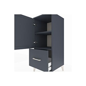 Hyperion Komodin 2 Raflı Tek Çekmeceli Tek Kapaklı 44x44x106 Antrasit-antrasit