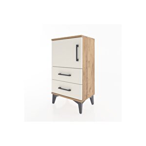 Arges Komodin 2 Raflı 2 Çekmeceli Tek Kapaklı 44x30x80 Çam-aytaşı