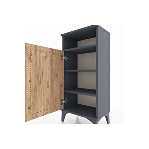 Arges Komodin 3 Raflı Tek Kapaklı 44x30x96 Antrasit-çam